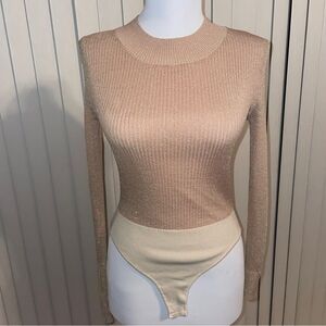 Intimately Free People Tan Nude Metallic Bodysuit